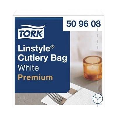 TORK Servírovacie servítky priemyselne kompostovateľné 1V Premium LinStyle biele 50ks 39x39 cm