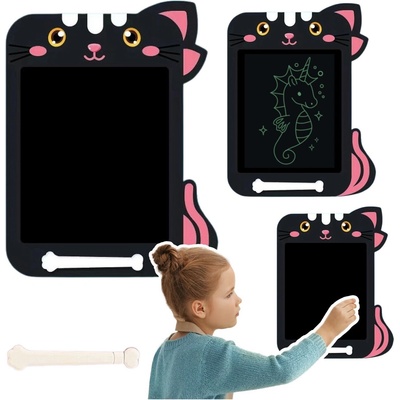 Zmazopísač LCD tablet pre deti s motívom mačky čierny