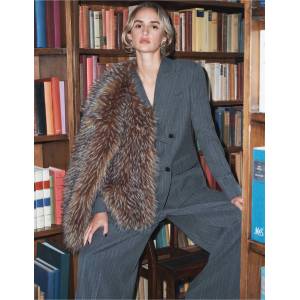 Marks & Spencer Двуредно сако с фин райе и примес вълна Marks & Spencer сива Marks & Spencer | Siv | ЖЕНИ | 10
