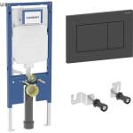 Geberit Казанче за вграждане с рамка Geberit Duofix Sigma, комплект за фиксиране и бутон Sigma20, матово черно (111.796.00.2+115.883.16.1)