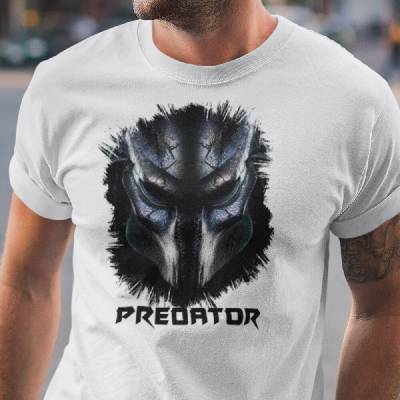 Tričko s potlačou Predator Biela