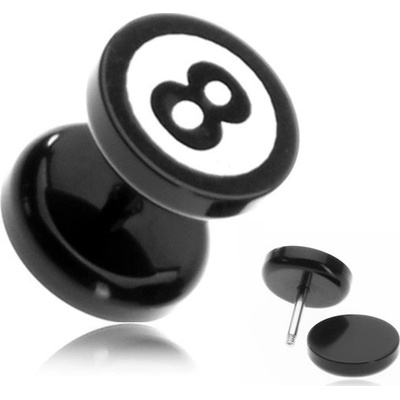 Šperky eshop kruhový akrylový fake plug biliárová koule číslo "8" PC33.09