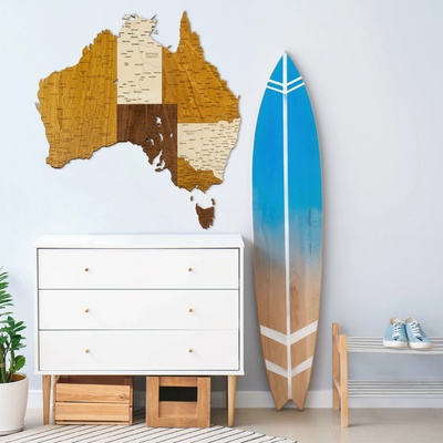 Drevená mapa Austrálie 150 x 115,5 cm