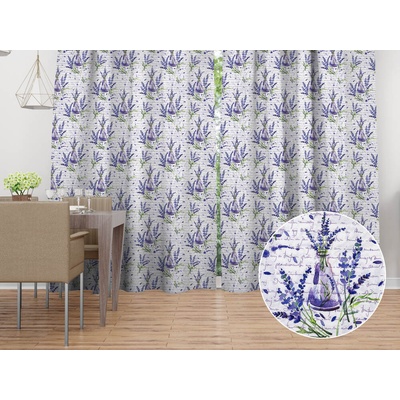Biante Dekoračný záves PML-082 Vetvičky levandúľ s vázičkami 145x210 cm