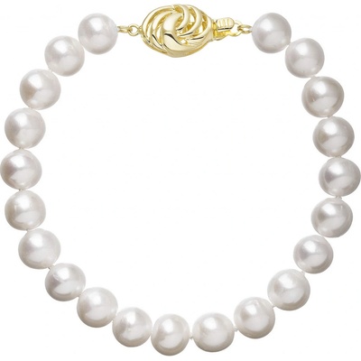Pavona perlový náramek z říčních perel se zapínáním ze 14 karátového zlata 923003.1/9265A bílý