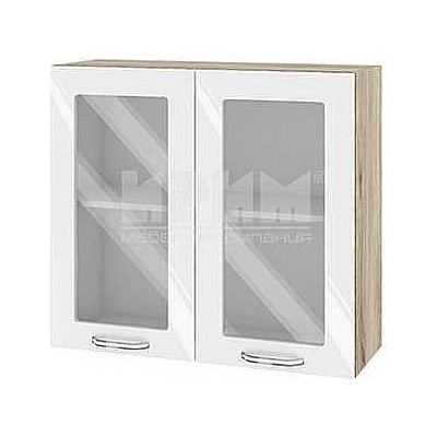 ИРИМ Горен кухненски шкаф Сити АРФ-Бяло гланц-05-204 80 см