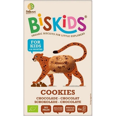 Belkorn BIO celozrnné sušenky s belgickou čokoládou BISkids 120 g
