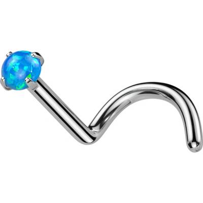 Steel Edge titanový piercing do nosu s opálem SET23NO9 Modrá