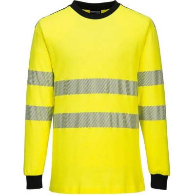 Portwest Tričko WX3 FR701 Hi-Vis odolné proti ohni dlouhý rukáv reflexní Žlutá/černá L