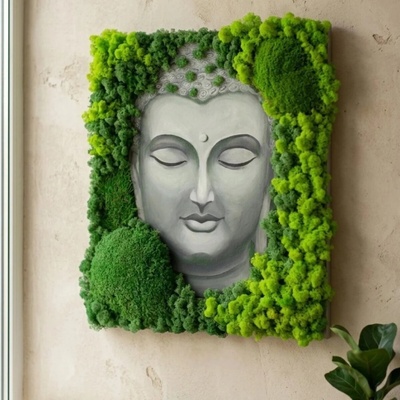 Luxusný machový obraz s ručne maľovaným portrétom Buddu – WoodYar - 50 × 70 cm