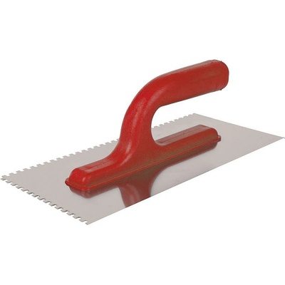 Těsmat cz Hladítko nerez 27x13cm, zub 4mm, červené TESD3017