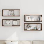 vidaXL Стенни рафтове, 4 бр, опушен дъб, 60x15x23 см, инженерно дърво (815925)