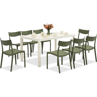 BICA Комплект градински мебели King/Provence в бяло и зелено за 8 души Bica (BC440BL-8xBC308ZIE)