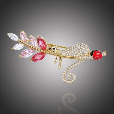 Éternelle brož Swarovski Elements Lazy Cat kočka B2212-20210879 zlatá