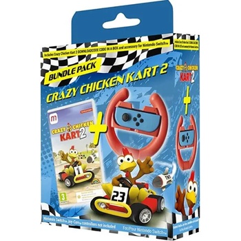 Image 1 of Mindscape Crazy Chicken Kart 2 [Steering Wheel Bundle] (Switch)