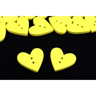 Pro Háčkování Knoflík srdíčko, dřevěný 20 x 15 mm žlutý