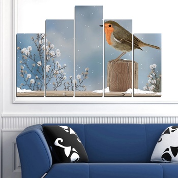 Vivid Home Картини пана Vivid Home от 5 части, Птици, Канава, 110x65 см, 5-та Форма №0410