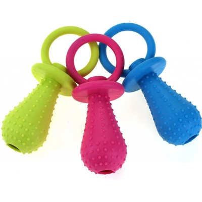 Olala Pets Gumové kousátko pro psa dudlík s rolničkou 9,5 cm