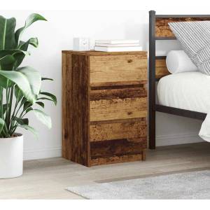 vidaXL Нощни шкафчета с 3 чекмеджета, 2 бр, старо дърво, 39x35x65 см (861352)