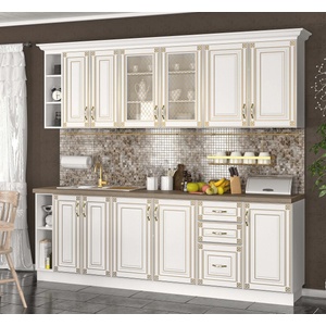  Кухня Imperia MDF 240 см бяло и златна патина