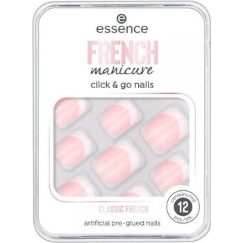 Essence French Click & Go umělé nehty 01 Classic French 12 ks
