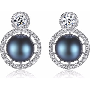Silenti Jewelry Сребърни обеци "Великолепие" - Тъмносин