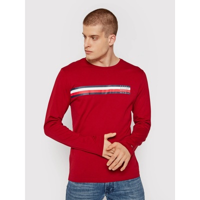 Tommy Hilfiger pánske tričko s dlhým rukávom červené