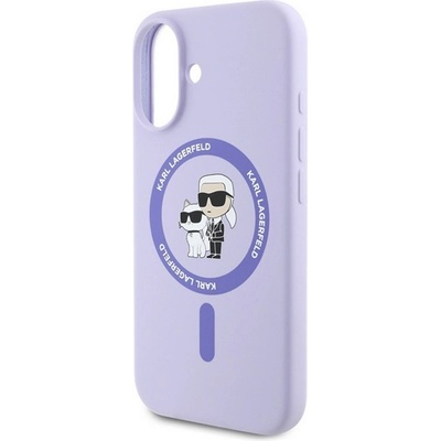 CG Mobile iPhone 16 KARL LAGERFELD ТЕЧЕН СИЛИКОН KARL AND CHOUPETTE MAGSAFE силиконов протектор за телефон, удароустойчив, MagSafe, LILA KLHMP16SSCMKCRHU (KLHMP16SSCMKCRHU)
