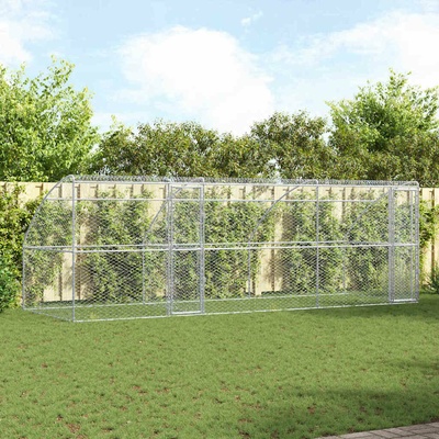 vidaXL Klec pro psy se střechou sada 3 ks 600 x 200 x 200 cm pozinkovaná ocel stříbrná 9799.3368339