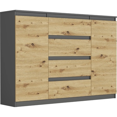 Framire Komoda se skříňkami a zásuvkami antracit mix Artisan 140 x 40 x 98 cm Modern R140S4