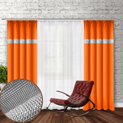 Mondo Italia Závěs na řasící pásce se zirkóny 140x250 cm oranžový Oranžová 140x250 cm