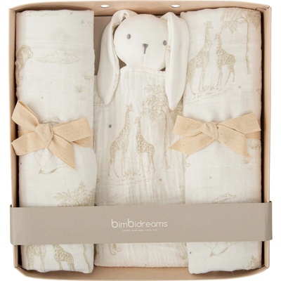 Bimbidreams Комплект пелени и играчка за гушкане Bimbidreams - Noe, White/Linen (8435629209275)