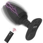 SuperLove E-Stim Silicone Vibrating Butt Plug with Remote Black