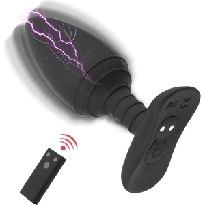 SuperLove E-Stim Silicone Vibrating Butt Plug with Remote Black