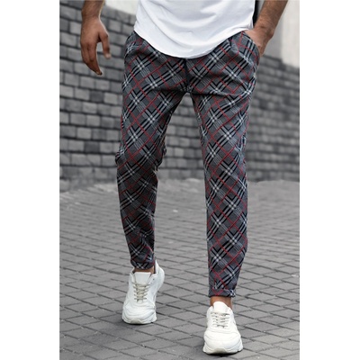 Madmext Мъжки панталон 4236 - Сиво с червено 289953 (289953_Сив)