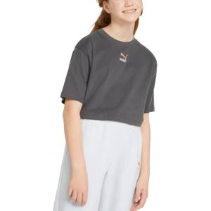 PUMA Relaxed Fit Youth Cropped Tee Grey G - magazinko