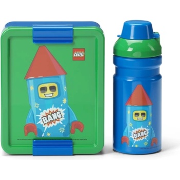 LEGO Storage LEGO Rocket комплект за обяд (бутилка и кутия) - синьо/зелено