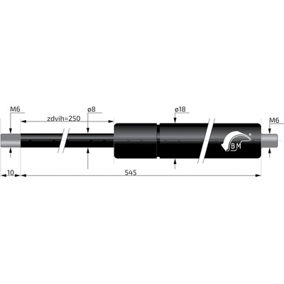 Plynová vzpera Berthold Marx 545 mm, 500 N, 08/18 M6