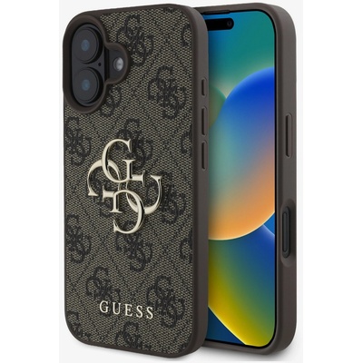 GUESS PU 4G метално лого заден капак за iPhone 16 кафяв Guess | Lilav | ЖЕНИ | UNI