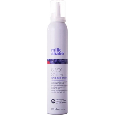 Milk Shake Silver Shine Whipped Cream krémový pěnový kondicionér pro blond a šedé vlasy neutralizující žluté tóny 200 ml