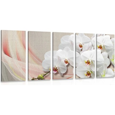 5-dielny obraz biela orchidea na plátne