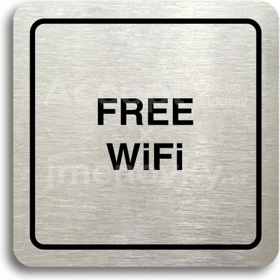 ACCEPT Piktogram free WiFi - stříbrná tabulka - černý tisk