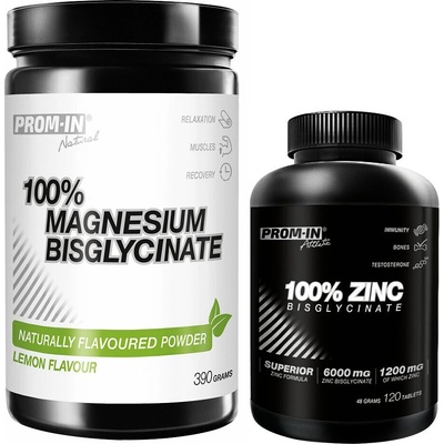 Prom-IN 100% Magnesium Bisglycinate 390 g citron + Prom-IN 100% Zinc Bisglycinate 120 tabliet