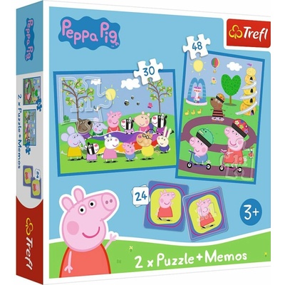 Trefl Sada 3v1 Šťastné chvíle s prasátkem Pepinou 2x puzzle + pexeso