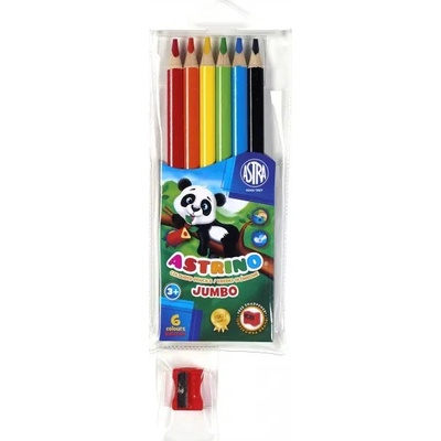 Astra školské ergonomické trojhranné farbičky Astrino Jumbo 6ks + strúhadlo, 312115003