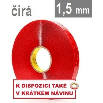 3M VHB 4915-F Transparentná obojstranne veľmi silno lepiaca akrylová páska 1,5 mm 6 mm x 25 m