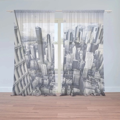 Sablio Záclony Mrakodrapy 2: 2ks 130x250 cm - řasící stuha 50 mm
