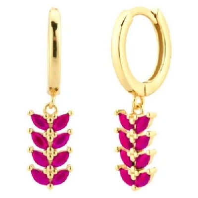 DELIS Сребърни обеци от проба 925, jw1051, модел листа, златно покритие (jw1051)