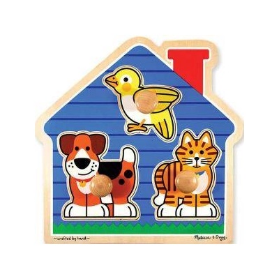 Melissa & Doug Дървен пъзел - Къща с животни от 3 части, 12055 Melissa and Doug, 000772120555