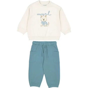 Mayoral Анцуг бяла блуза и зелен спортен панталон за бебе момче Mayoral
